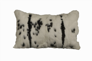 Homeroots Home Decor 12 x 20 Inches Black and White Rabbit Zippered Natural Fur Animal Print Throw Pillow