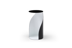 21" Black and White Steel Round Pedestal End Table - 880016527889