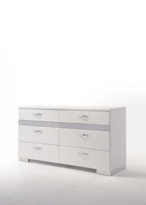 63" White High Gloss Manufactured Wood Eight Drawer Double Dresser - 606114153382