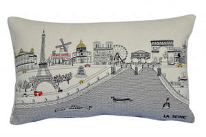 24" White Paris Daylight Skyline Lumbar Decorative Pillow - 606114643869