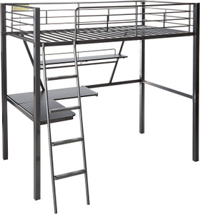 79" X 42" X 72" Silver And Black Metal Tube Loft Bed With Desk - 689211814103