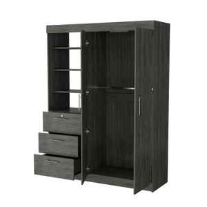 59" Gray Three Drawer Combo Dresser - 608219220549