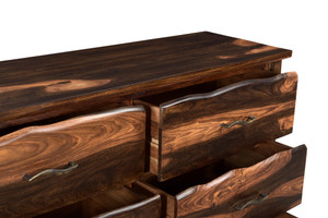 60" Dark Brown Solid Wood Six Drawer Dresser - 606114734239