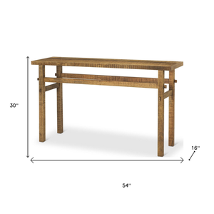 54" Brown Solid Wood Distressed Console Table - 880016507263