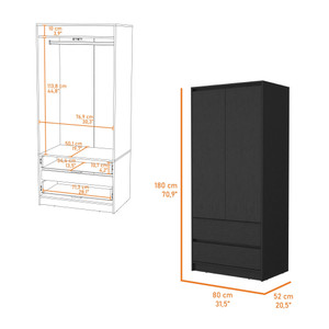 32" Black Accent Cabinet Soft Close With Multiple Shelves And Three Drawers - 606114791744