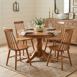 Set of Four Walnut Solid Wood Windsor Back Dining Side Chairs - 880024737867