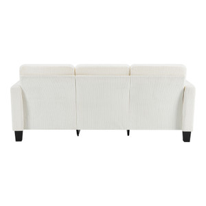 84" White Corduroy Sofa - 880016605976
