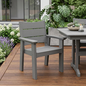 26" Gray Heavy Duty Plastic Outdoor Dining Chair - 880024965536