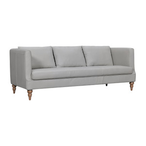 85" Gray And Brown Leather Sofa - 606114888697