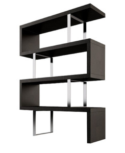 67" Black And Silver Metal and Wood Three Tier Etagere Bookcase - 880016514674