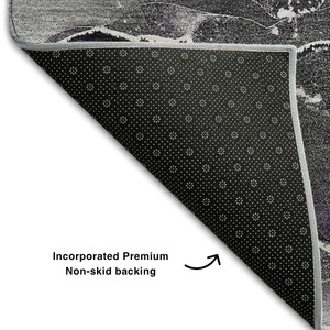 5' X 8' Purple And Charcoal Abstract Washable Area Rug With UV Protection - 880024691350