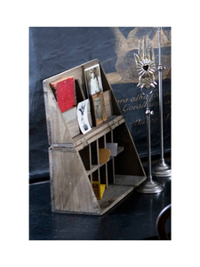Rustic Recycled Pine Folding Campaign Desk Organizer - 602401495166