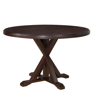 48" Espresso Brown Round X Pedestal Base Wood Dining Table - 606114157519