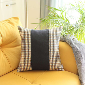 18" X 18" Brown And Black Houndstooth Zippered Handmade Polyester Throw Pillow Cover - 606114452355