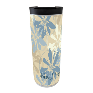 White Tumbler Blue-Floral Mom I Love - 603799760546