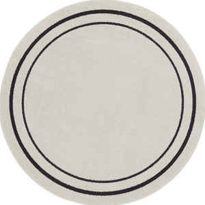 4' Ivory And Black Round Indoor Outdoor Area Rug - 880016502442