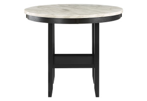 42" White and Black Wood And Faux Marble Round Counter Height Bar Table - 880024595047