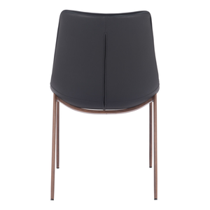 Set of Two Black and Brown Upholstered Faux Leather Dining Side Chairs - 880016705065