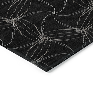 8' X 10' Black And Ivory Geometric Washable Indoor Outdoor Area Rug - 880016525267