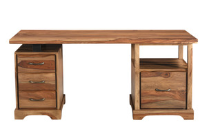 68" Brown Live Edge Solid Wood Writing Desk With Four Drawers - 608219234379