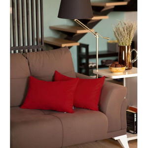 Homeroots Home Decor Set Of 2 Red Modern Lumbar Throw Pillows