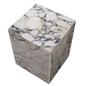 20" Ivory Marble Square Block End Table - 880016449730