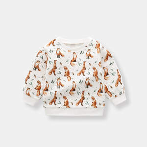 Baby 1pc Organic Cotton Allover Fox Graphic Longsleeve Hoodie - 643491103043