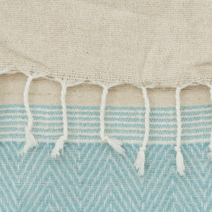 50" X 60" Aqua Cotton Woven Striped Throw Blanket with Fringe - 880016474817