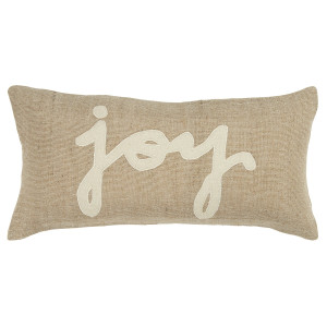 Tan Joy Felt Applique Burlap Lumbar Pillow - 808230114753 Tan Joy Felt Applique Burlap Lumbar Pillow - 808230114753