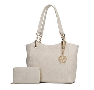Allison 2 PCS Tote & Wallet Handbag Vegan Leather - 748926318655