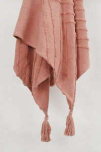 50" X 60" Coral Cotton Woven Geometric Throw Blanket with Tassels - 880016850475