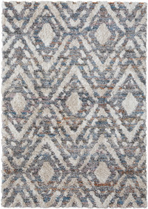 Homeroots Home Decor 10' x 14' Ivory Gray and Taupe Geometric Power Loom Stain Resistant Area Rug
