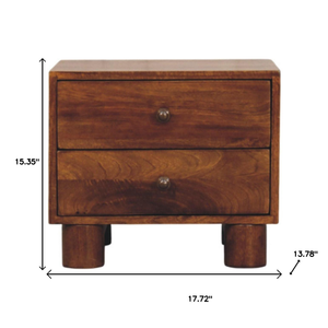 Solid Wood Square Two Drawer Nightstand - 880016846300