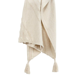 50" X 60" Natural Cotton Woven Geometric Throw Blanket with Tassels - 880016642360