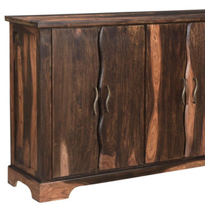 72" Dark Brown Solid Wood Live Edge Sideboard with Six Doors - 880016646337