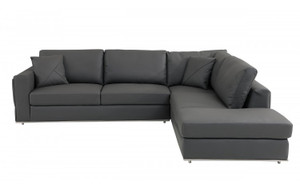 Dark Gray Italian Leather Modular L Shaped Two Piece Corner Sectional - 606114151616