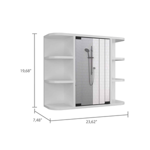 Milan Medicine Cabinet, Six External Shelves Mirror, Three Internal Shelves - 880881094783