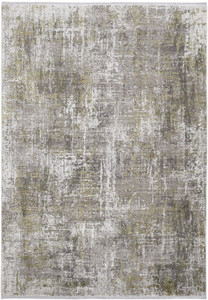 12' X 18' Green Gray And Ivory Abstract Power Loom Distressed Area Rug - 606114114468