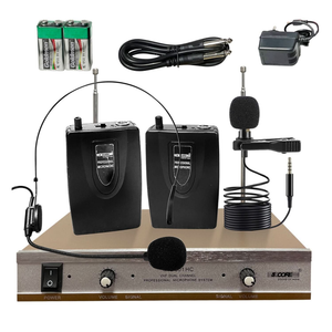 Wireless Microphones w 1 Headset 1 Collar Mic + Receiver Microfono Inalambrico - 810099490183