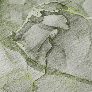3' X 5' Green And Ivory Abstract Washable Area Rug With UV Protection - 880024864280