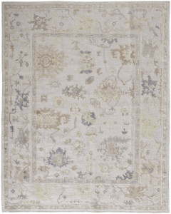 Homeroots Home Decor 5' X 8' Tan Ivory And Orange Floral Hand Knotted Stain Resistant Area Rug