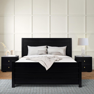 Black Solid Wood Queen Bed Frame - 608219090432