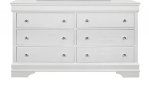 58" Metallic White Solid Wood Six Drawer Double Dresser - 606114021537