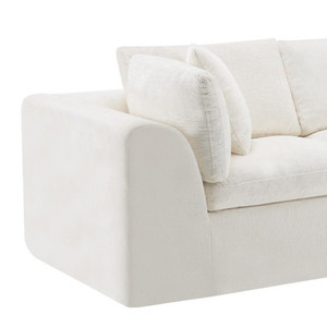 138" Beige Chenille Modular Sofa With Ottoman And Toss Pillows - 880024885780