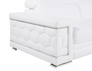 71" White And Silver Genuine Leather Love Seat - 606114888901