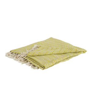 50" X 60" Green Cotton Woven Chevron Throw Blanket with Fringe - 880024879291