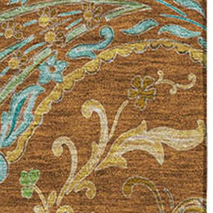 10' X 14' Rust Blue And Green Paisley Washable Area Rug With UV Protection - 880024946757