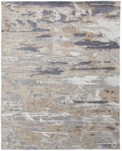 Homeroots Home Decor 12' x 15' Tan Orange and Ivory Abstract Power Loom Distressed Area Rug