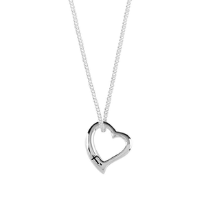 Silver Plated Heart With Cross Necklace - 714611186007