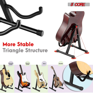 Guitar Stand 2PC A Frame Shape w Soft Foam Arm Non Slip Rubber for Acoustic Electric Bass - 810099491128